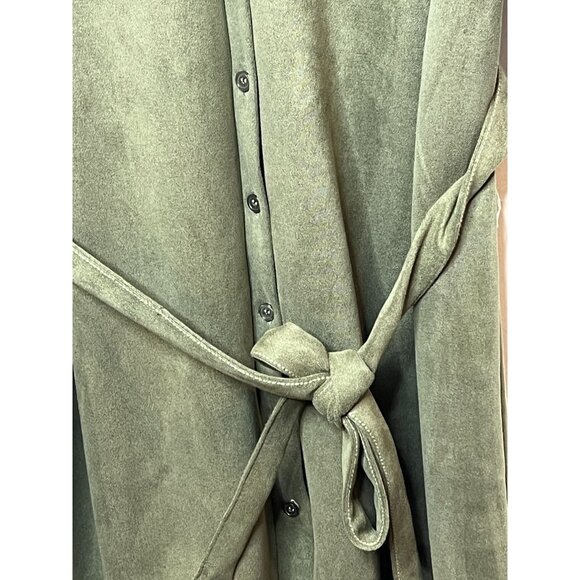 J for Justify Womens 3X Faux Suede Tunic Top Button Front Belted Casual Plus - Picture 6 of 13